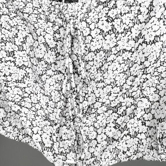 VOLCOM Bae Bae Doll Tube Top Cropped Drawcord Halter Floral Black White Size S - Picture 6 of 10